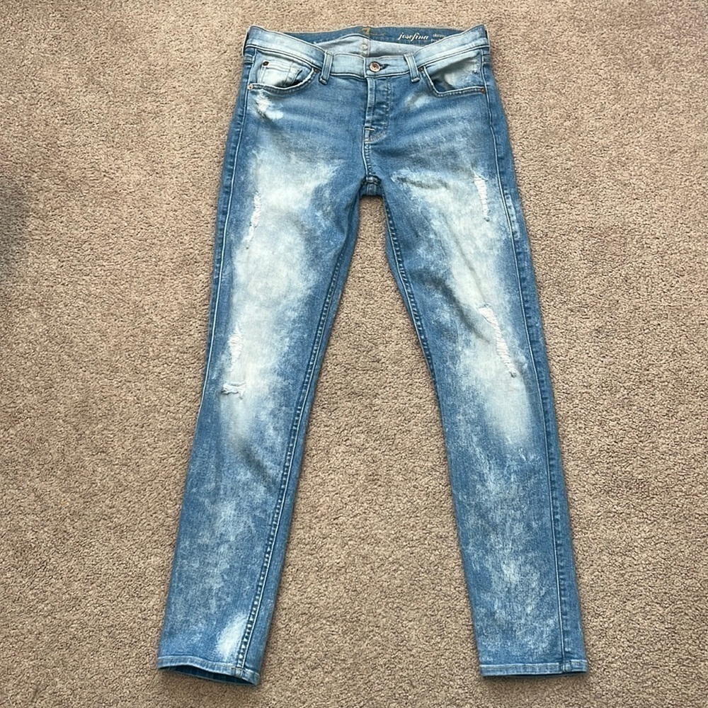 7 For All Mankind Josefina Skinny Boyfriend Bleached Jeans